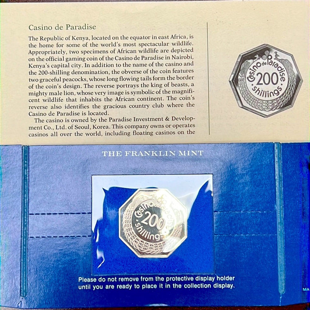 The Franklin Mint Casino de Paradise gaming coin